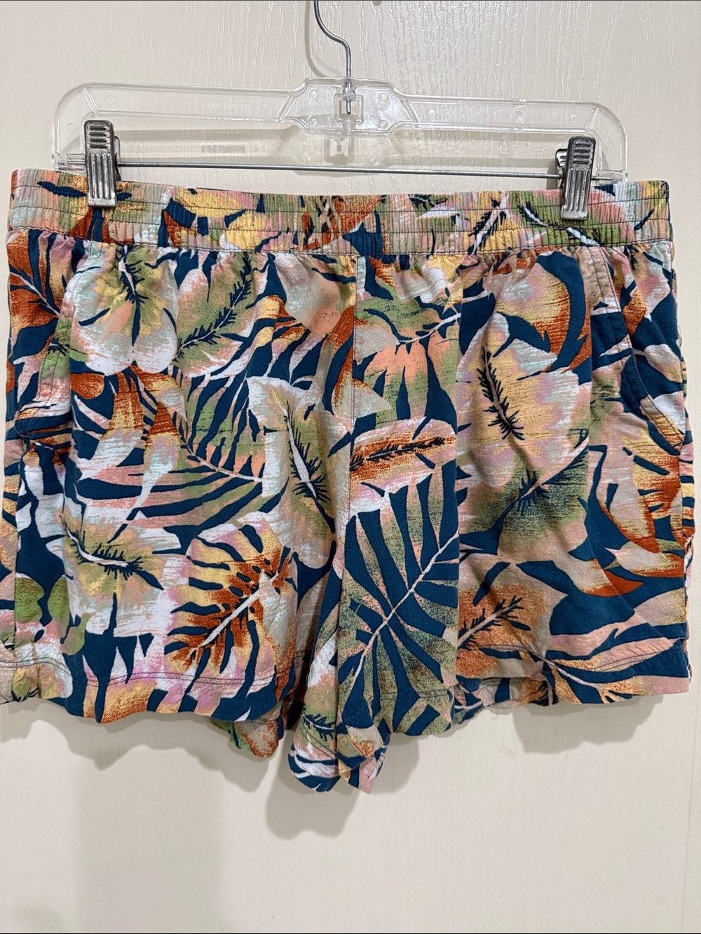 Natural Reflections Tropical Leaf Pull-On Shorts - Navy Multi